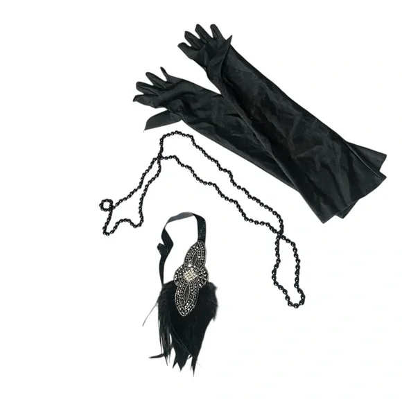BABEYOND Black 1920s Flapper Accessories Set Gatsby Set of 3 - Picture 2 of 3